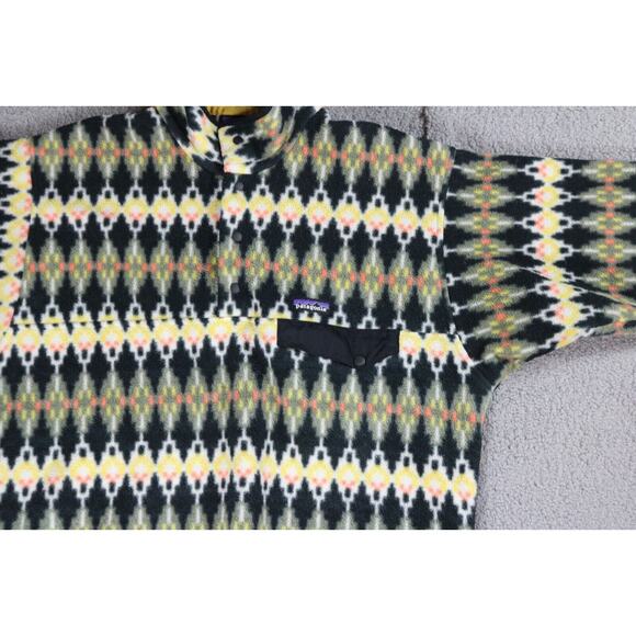 Patagonia Synchilla Mens Large Forest Carpet Tsnap Black Yellow Fleece Sweater - Picture 4 of 9